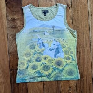Bit & Bridle Sunflower Horse Tank (L)